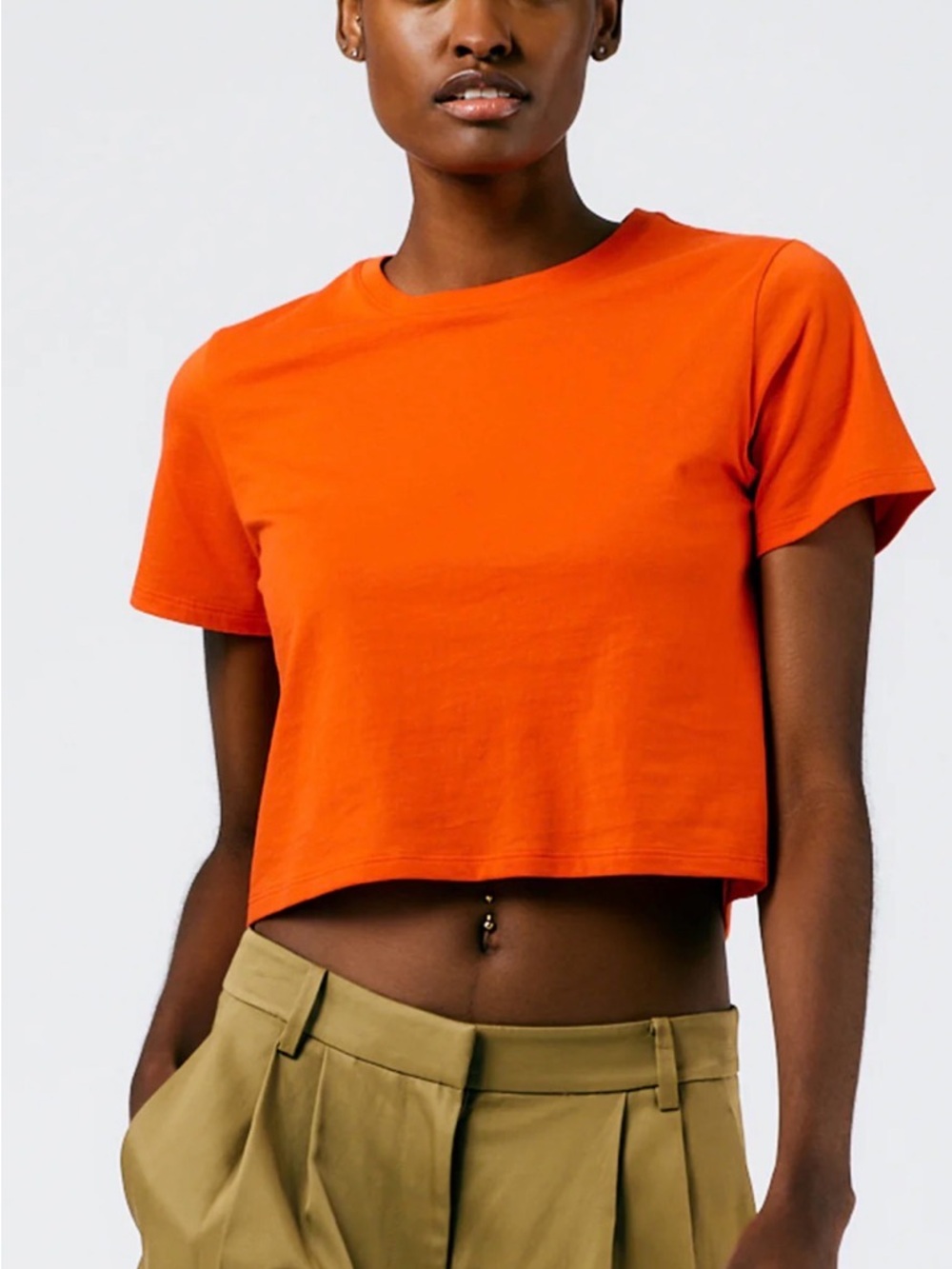 Tibi Cropped Baby T-Shirt Poppy Red Size S